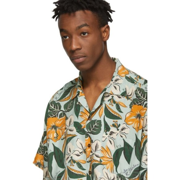 R13 Logo Hawaiian Tropical-Print Oversized Unisex Shirt In Blue Floral NWT Sz M - Picture 6 of 17